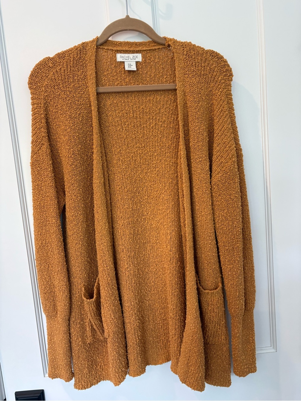 Rachel Zoe Textured Open-Front Golden Mustard Cardigan